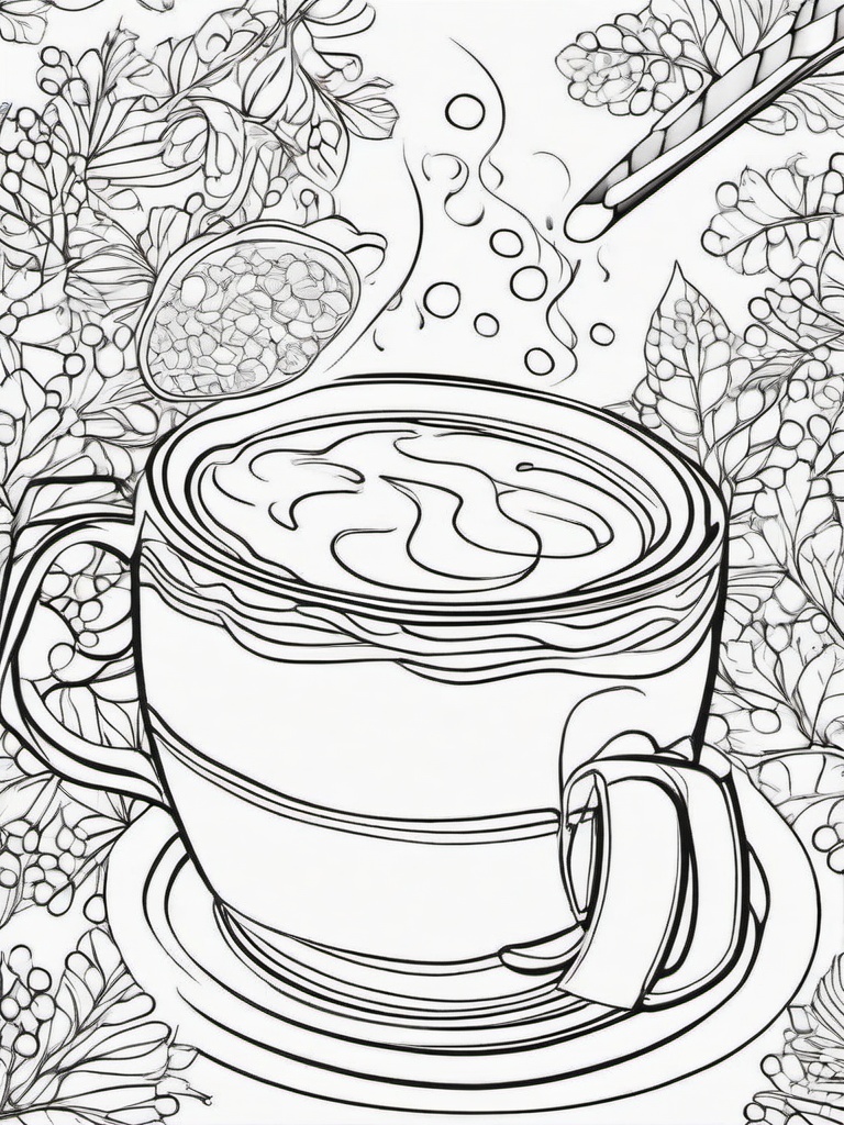 Hot Cocoa Coloring Pages  outling,coloring pages,black and whit