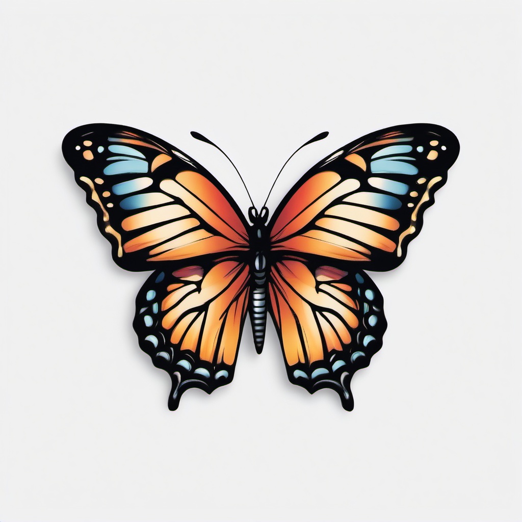 butterfly trail tattoo designs  simple color tattoo, minimal, white background