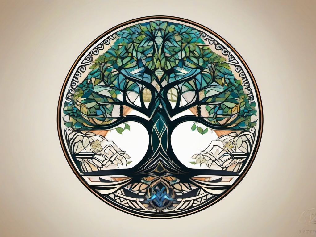 geometric tree of life tattoo  simple vector color tattoo