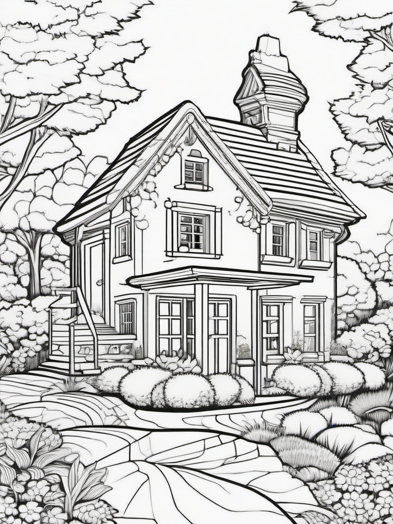 House Coloring Pages - Underground house with a garden on the surface  simple coloring pages