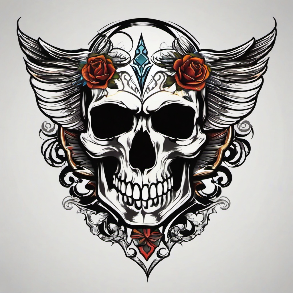 gemini skull tattoo  simple vector color tattoo