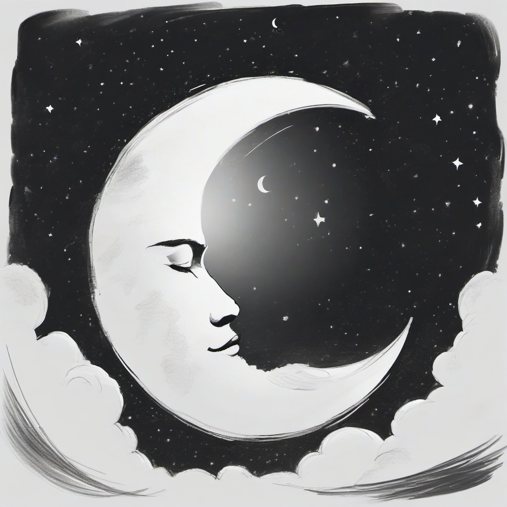 sketch of moon  minimal rough sketch scribbles,doodles,black and white