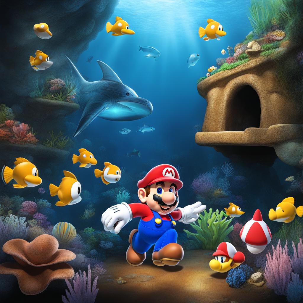 mario coloring pages - mario explores underwater caves in search of hidden treasures. 