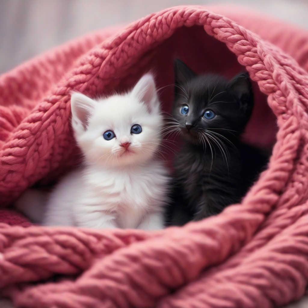 Cute Wallpapers - Adorable Kittens in a Cozy Blanket  , splash art wallpaper, dull colors