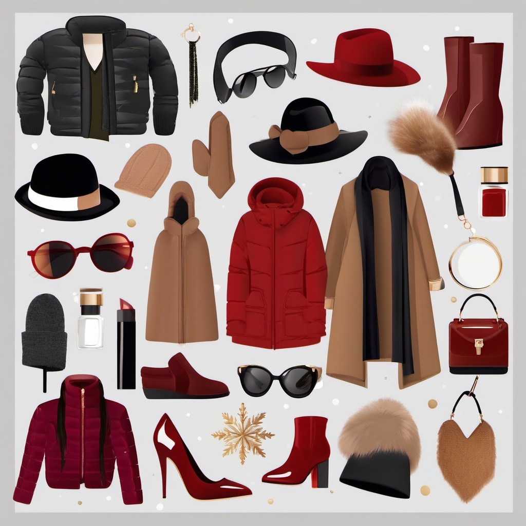 Winter Fashion Trends clipart - Stylish winter fashion essentials, ,vector color clipart,minimal