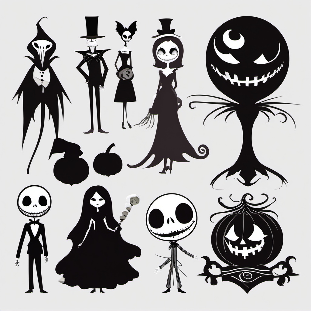 Clip art Nightmare before Christmas, Characters from the beloved holiday film.  simple, 2d flat