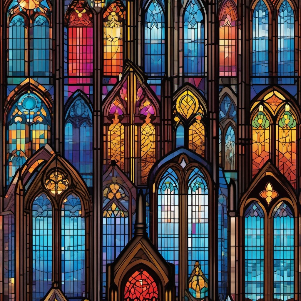 Church clipart - stained glass windows with colorful designs  color,minimalist,vector clipart