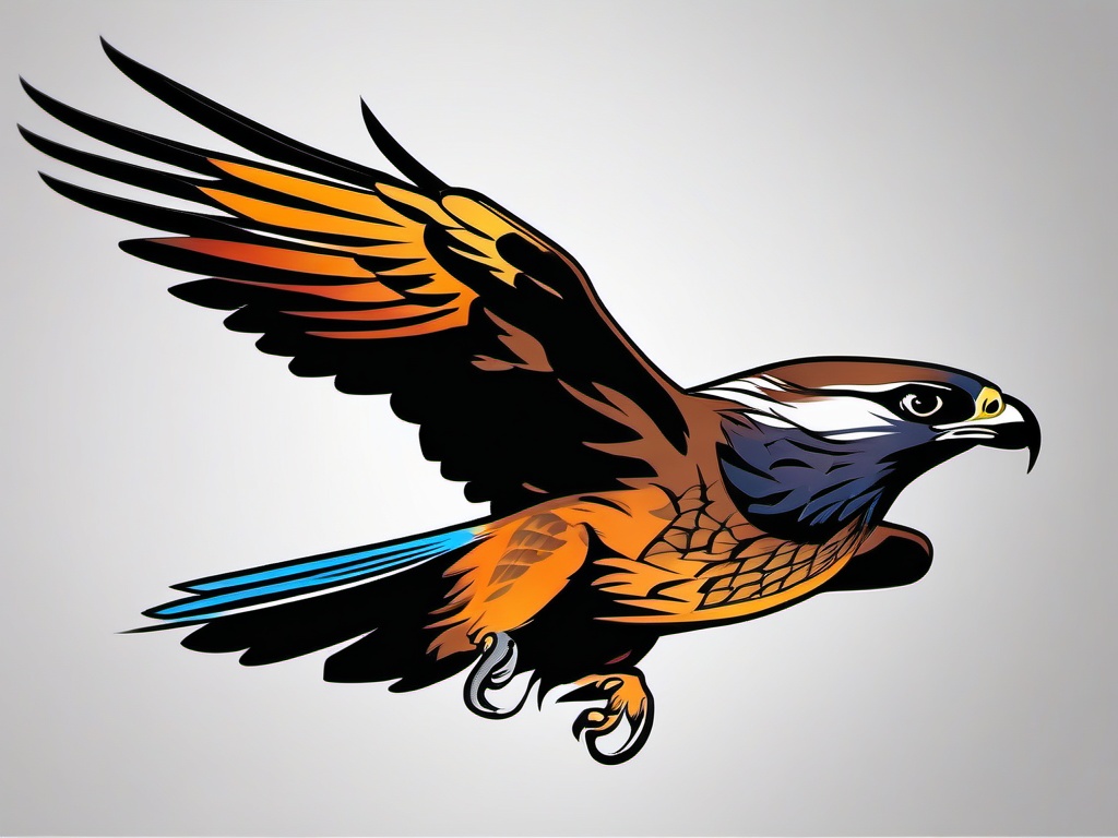 Falcon Tattoo - Falcon stooping down in a hunting dive  color tattoo design, clean white background