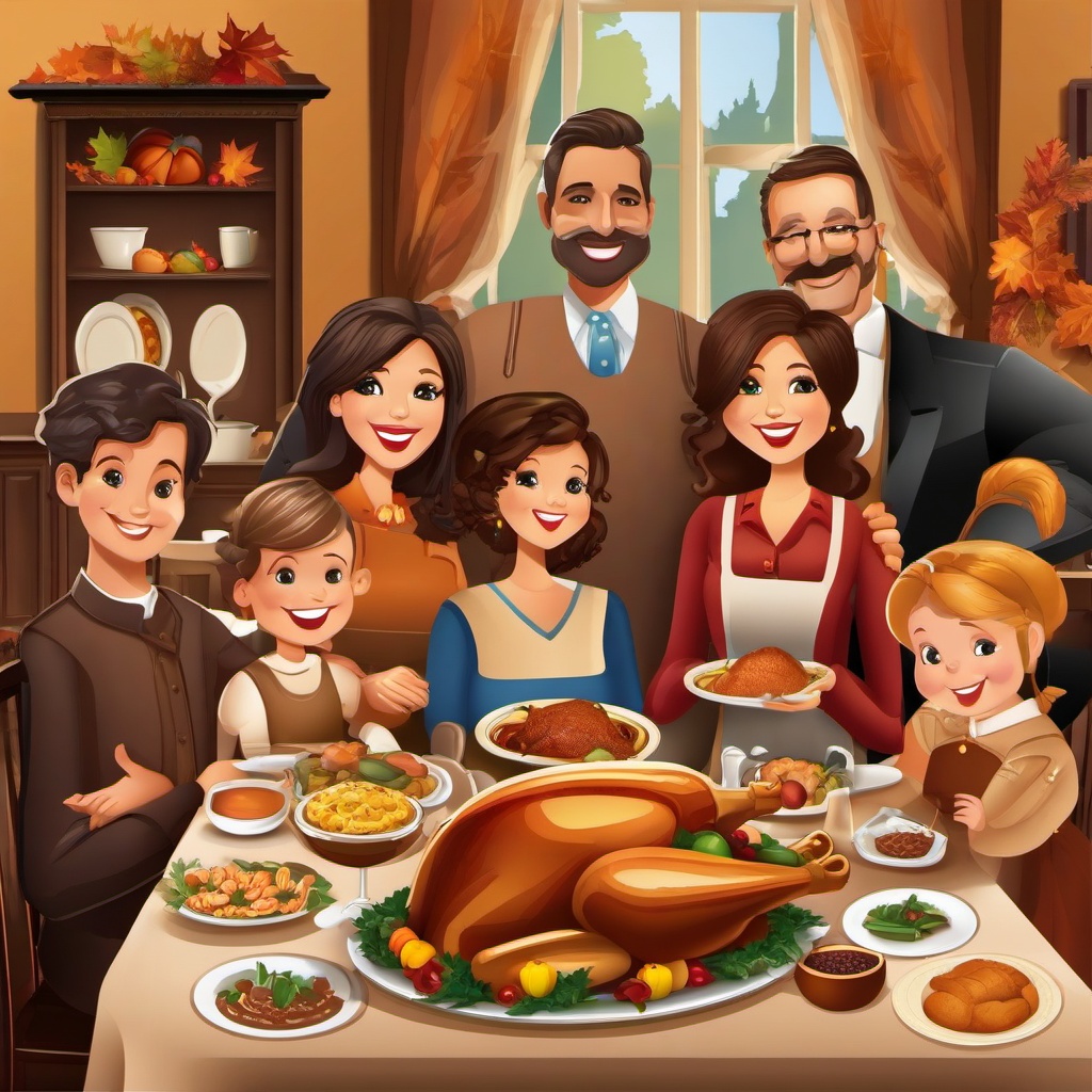 November clipart - Thanksgiving dinner with family and friends  