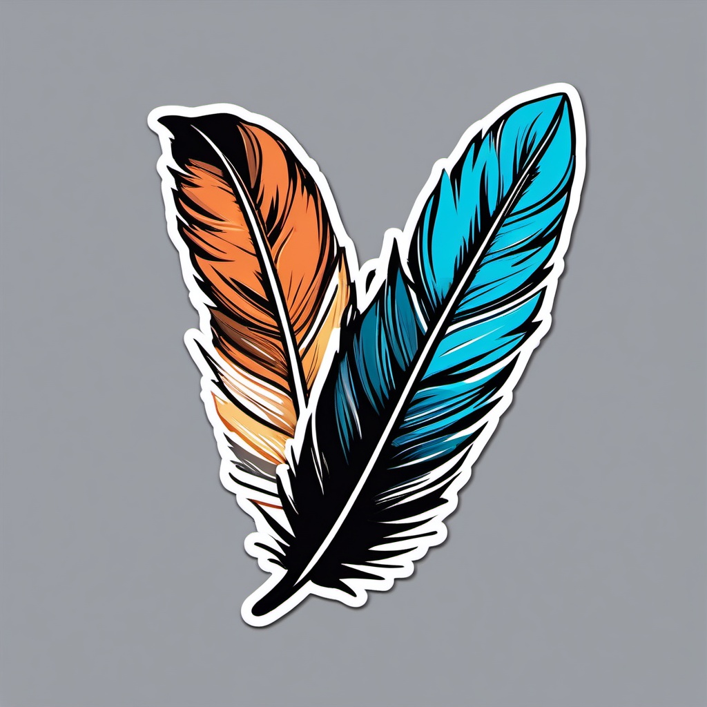 Feather Quill Sticker - Feather quill pen in ink, ,vector color sticker art,minimal