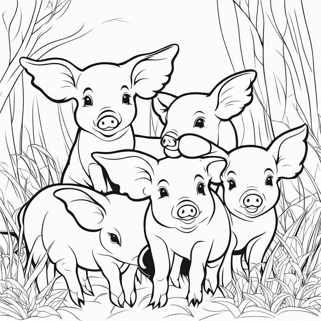 piglets cute animals coloring page 