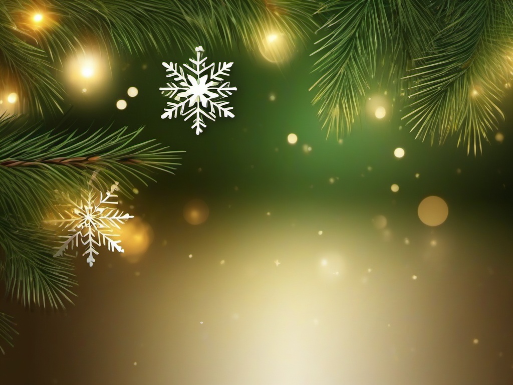 Christmas wallpaper - Pine branches and twinkling lights framing a snowflake background  aesthetic background wallpaper