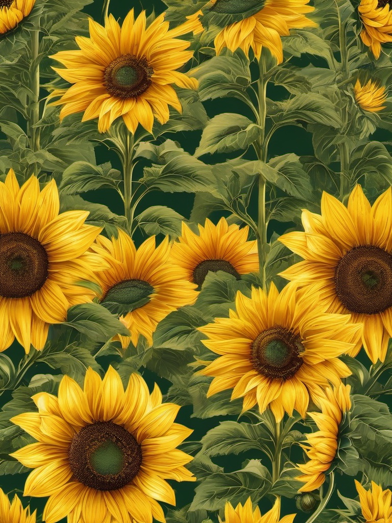 Yellow Background - Sunflower Fields in the Heart of Tuscany  wallpaper style, intricate details, patterns, splash art, light colors