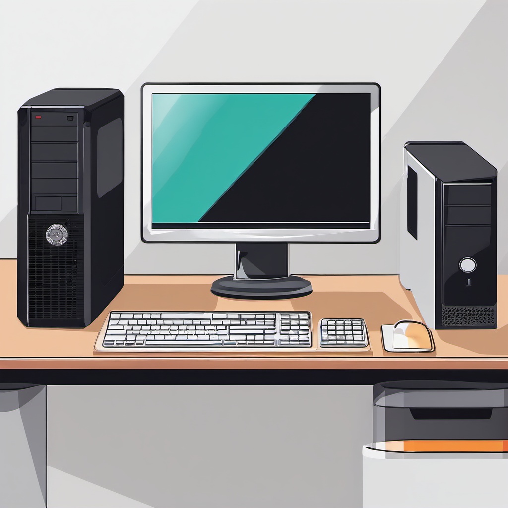 Desktop Computer clipart - Powerful desktop computer setup, ,vector color clipart,minimal