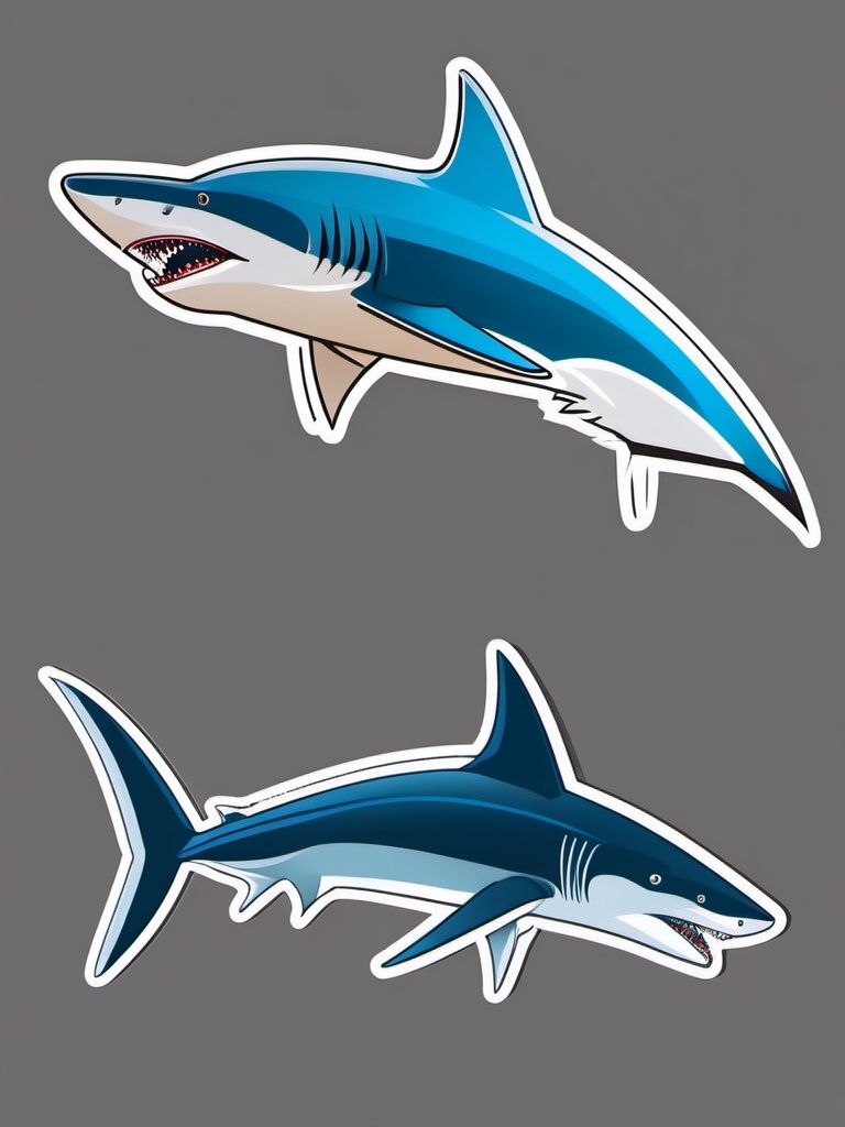 Mako Shark Sticker - A swift mako shark with streamlined features, ,vector color sticker art,minimal