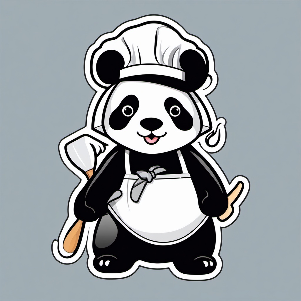 Panda Chef Sticker - A panda wearing a chef's hat and apron. ,vector color sticker art,minimal