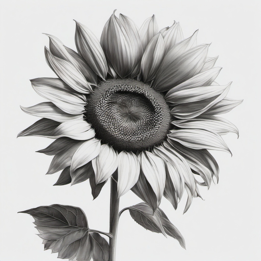 pencil drawing of sunflower  minimal rough sketch scribbles,doodles,black and white