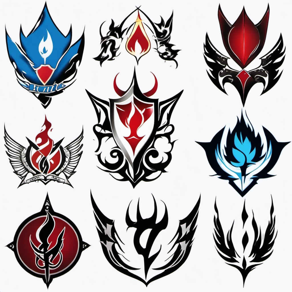 fairy tail guild tattoo  simple color tattoo style,white background