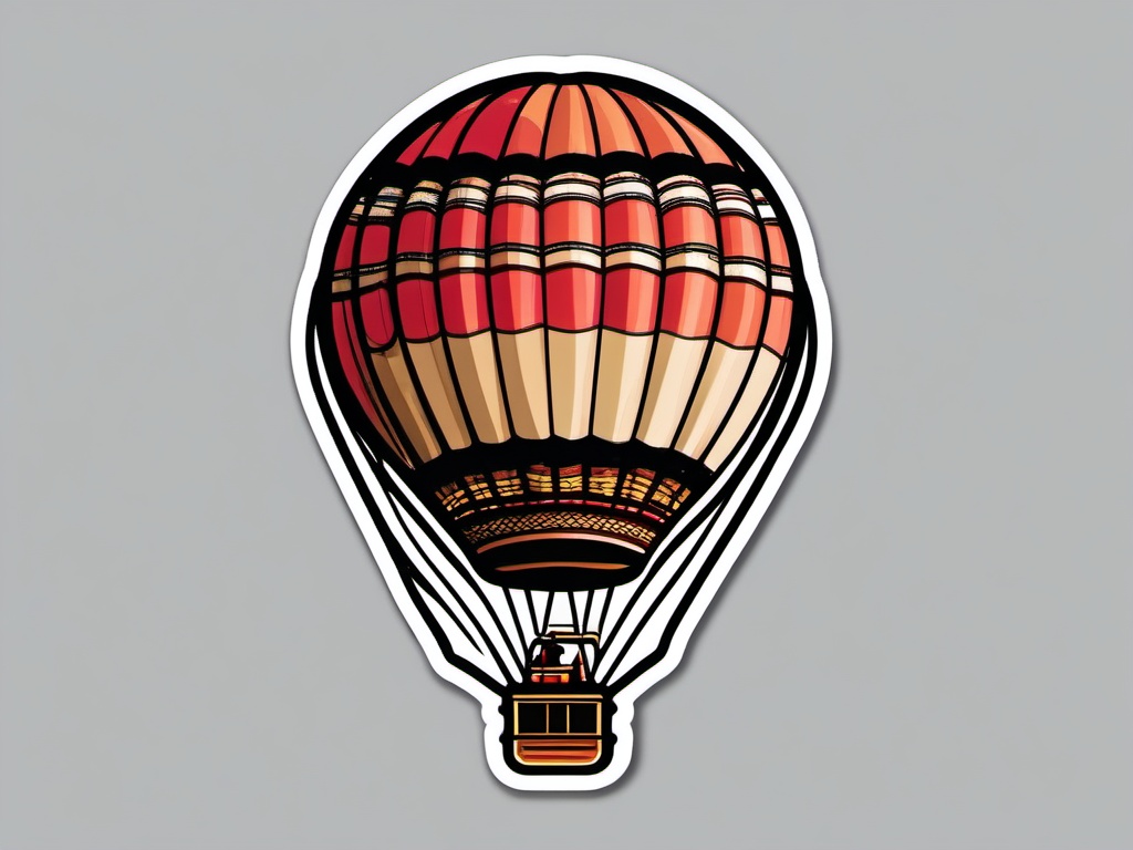 Hot Air Balloon Adventure Sticker - Adventurous hot air balloon ride, ,vector color sticker art,minimal