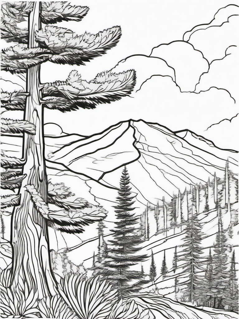 Plant Coloring Pages - Pine tree with a sturdy, textured trunk  simple coloring pages