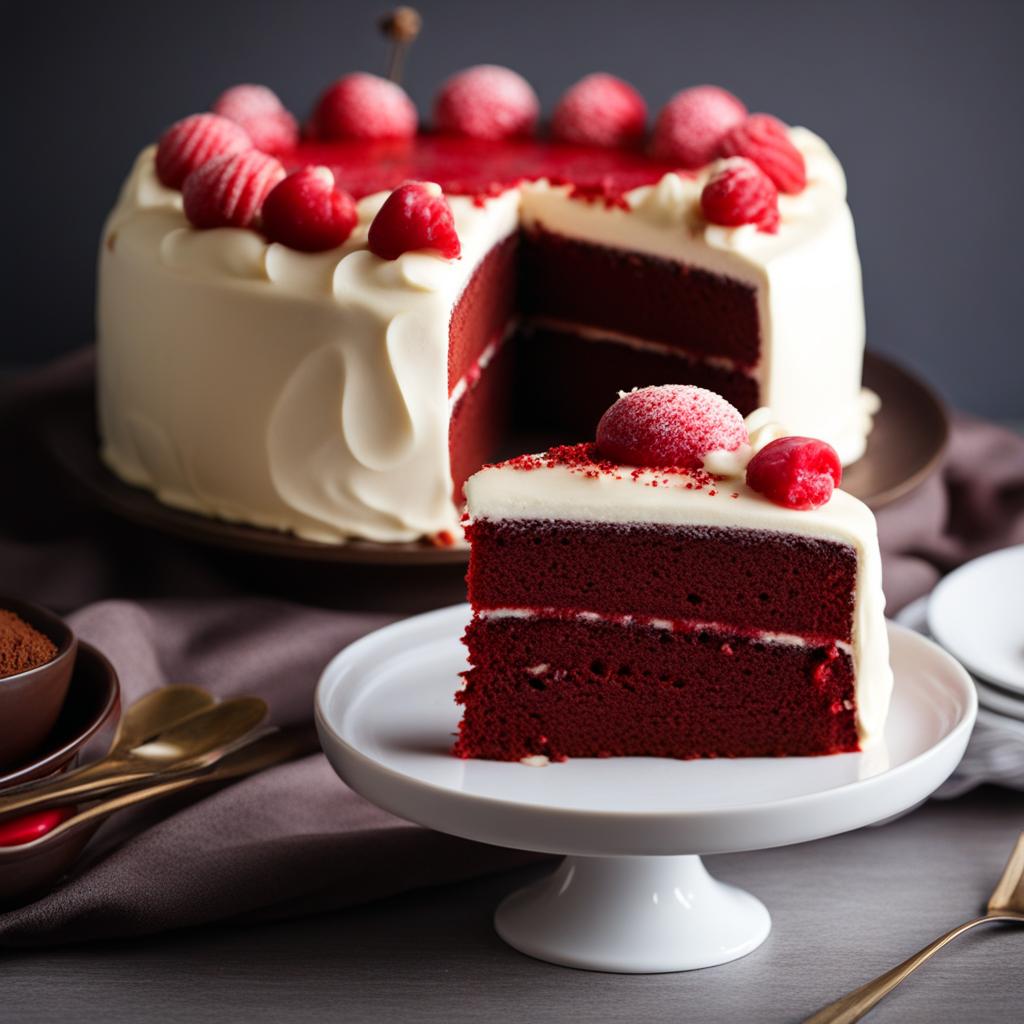 red velvet cake with a hint of cocoa and cream cheese frosting. 