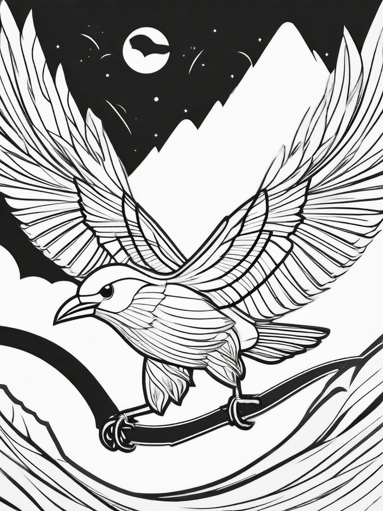 Lark Coloring Pages - Singing Sky Soaring Bird  minimal black outline printable sheet, coloring page