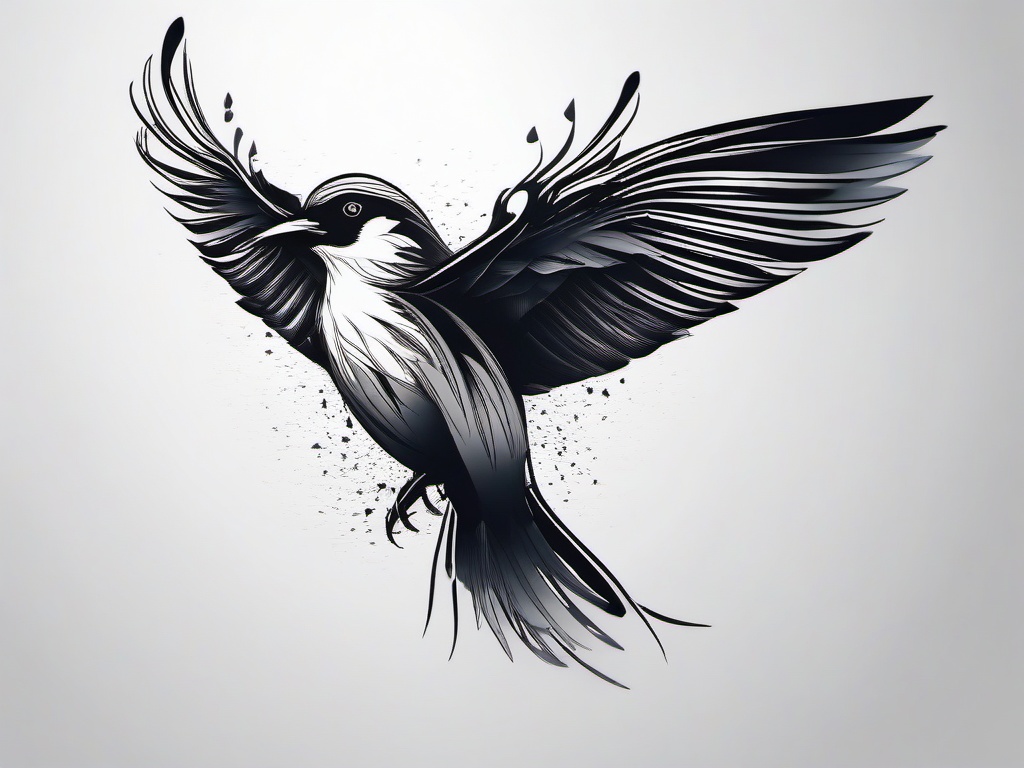 Bird Tattoo - Majestic bird  minimal tattoo design, white background