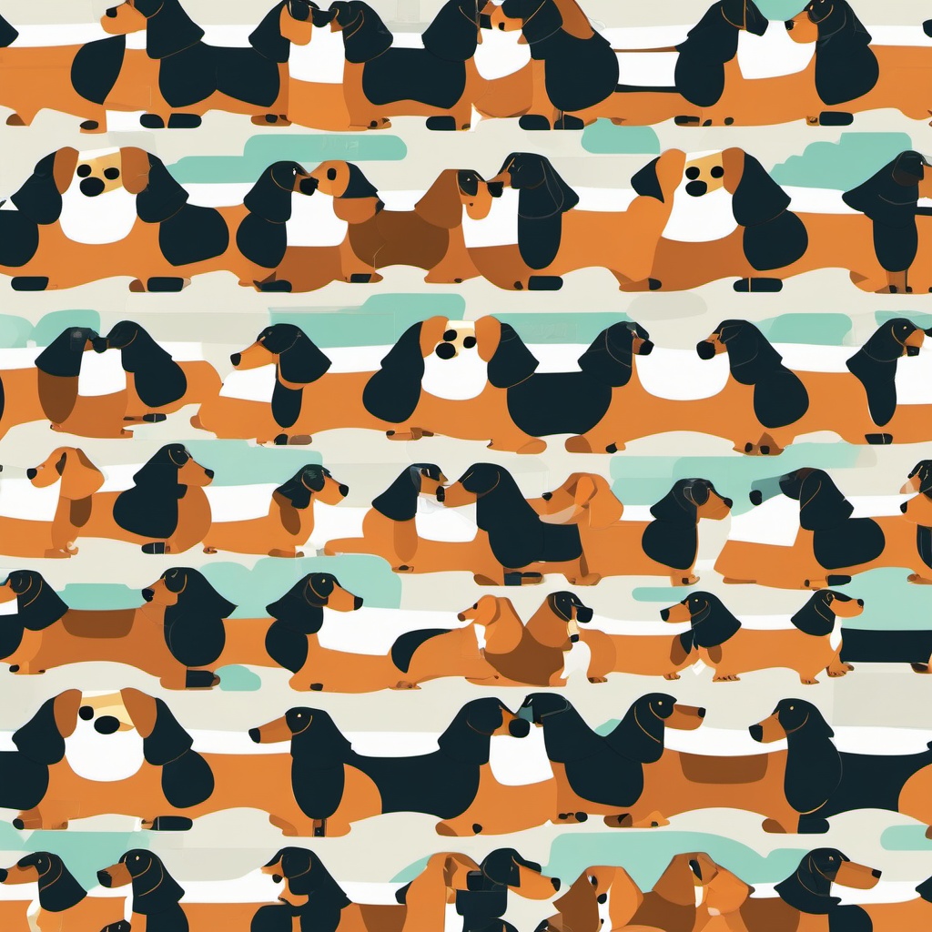 Dachshund with a wagging tail clipart  simple, 2d flat