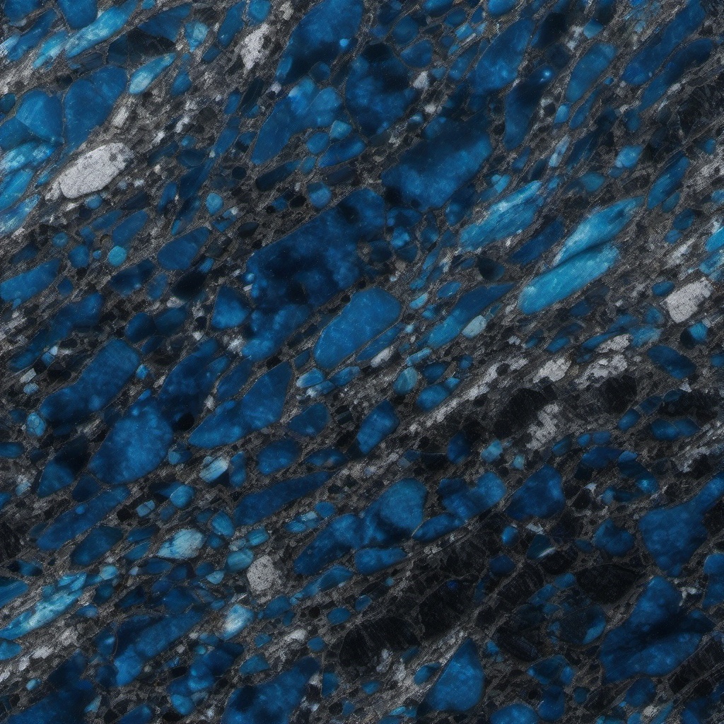 Granite in shades of blue and silver with a polished shine top view, product photoshoot realistic background, hyper detail, high resolution