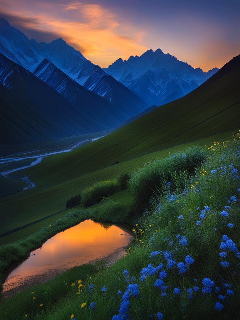 xinjiang tianshan - imagine the serene night in xinjiang tianshan, a unesco world heritage site, with its snow-capped peaks and alpine meadows shimmering under starlight. 