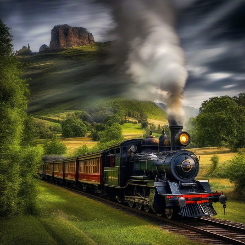 Time-traveling train journey through historical landmarks in HDR splendor