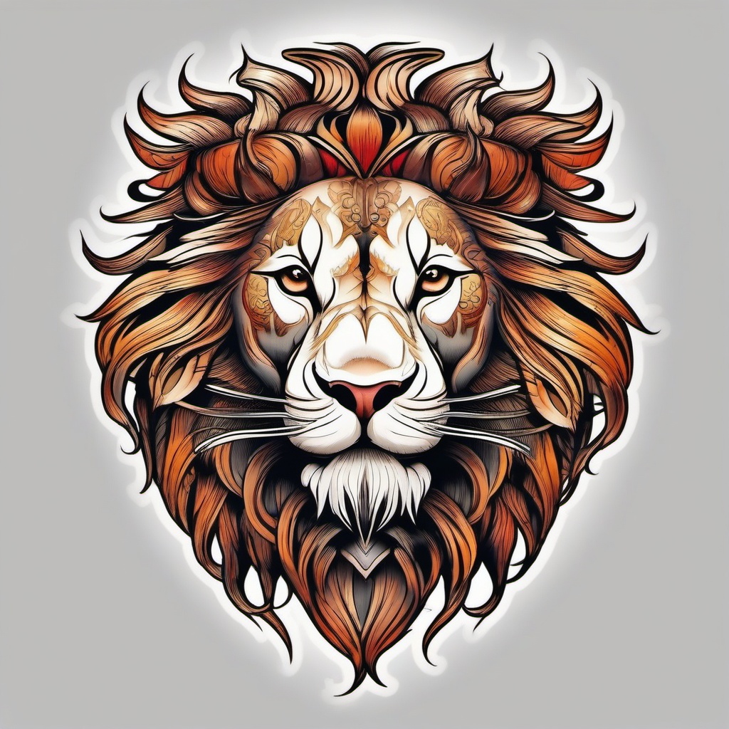 Fu lion tattoo, Tattoos featuring the Fu lion, a symbol of protection and good luck. , color tattoo designs, white clean background