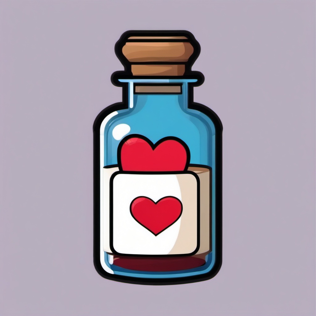 Love Confession in a Bottle Emoji Sticker - Messages of love in a bottle, , sticker vector art, minimalist design