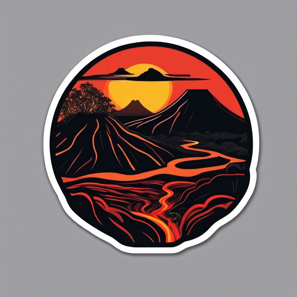 Pacaya Volcano Lava sticker- Active volcano with lava flows in Guatemala, , sticker vector art, minimalist design