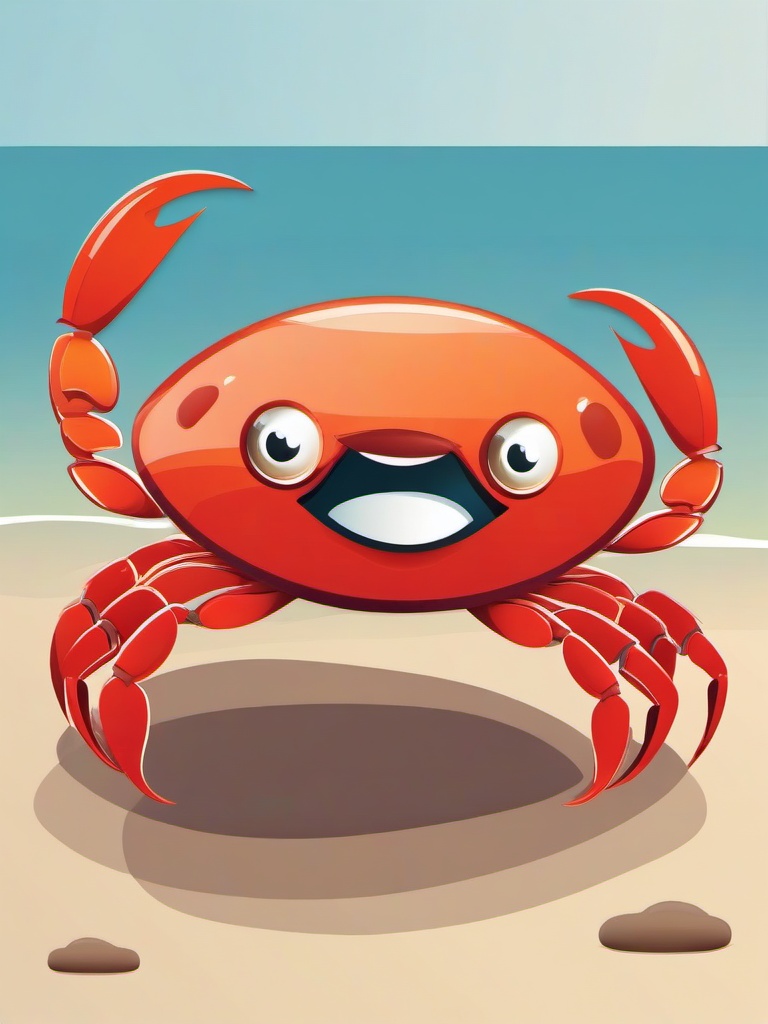 Crab clipart - cartoon crab with big eyes and a smile  color,minimalist,vector clipart