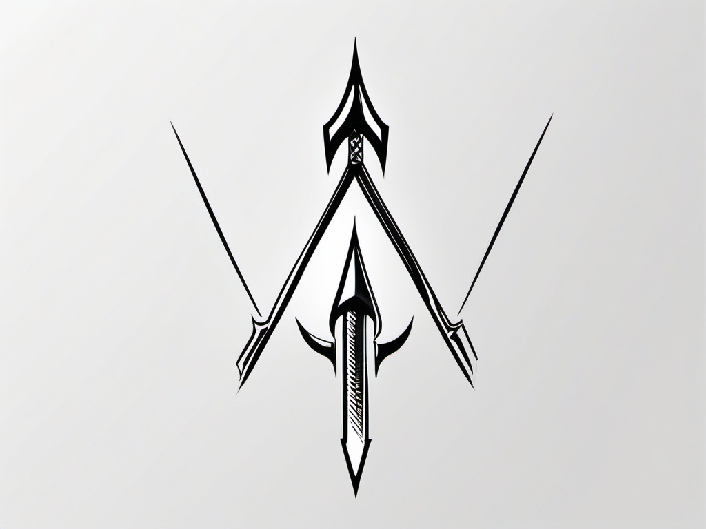 Arrow Tattoo - A sleek arrow tattoo pointing forward  few color tattoo design, simple line art, design clean white background