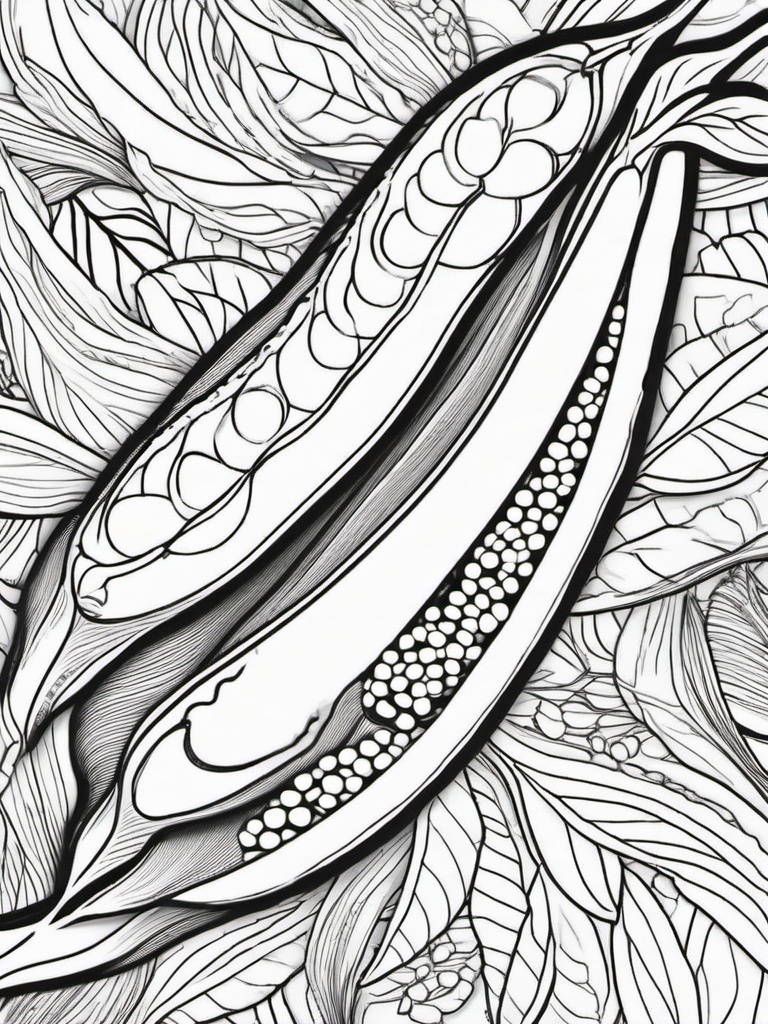 Vegetable Coloring Pages - Peas in a pod with open shell  simple coloring pages