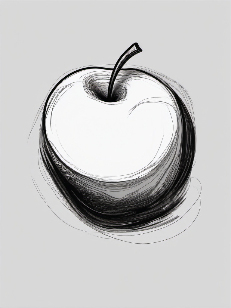 drawing of an apple in a pie  minimal rough sketch scribbles,doodles,black and white