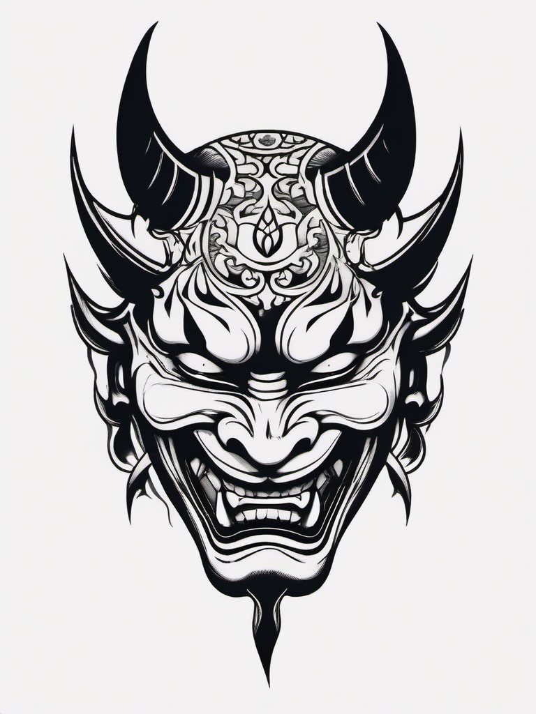 simple hannya tattoo  simple color tattoo,white background,minimal