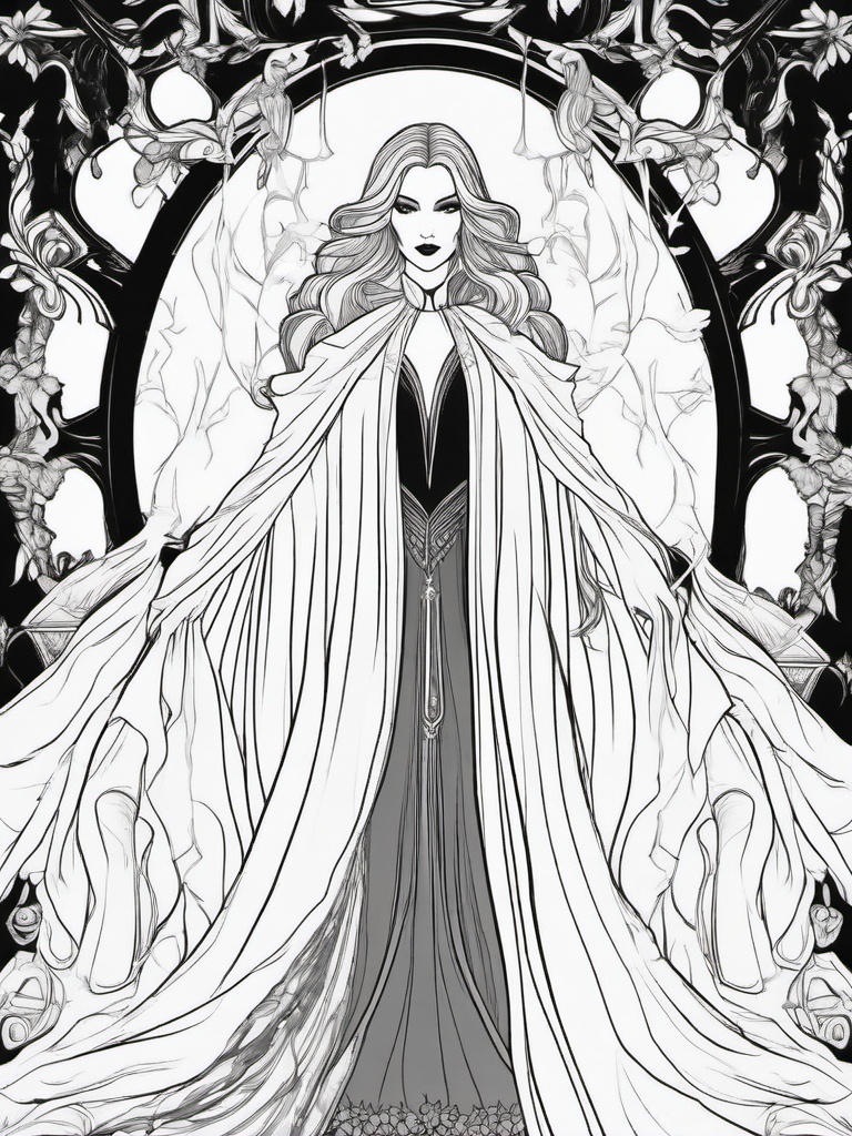 Vampire Cape Coloring Pages - Flowing Dark Garment of the Night  minimal black outline printable sheet, coloring page