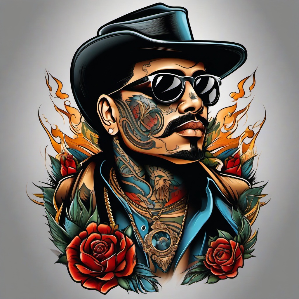 chicano gangster tattoo  simple vector color tattoo