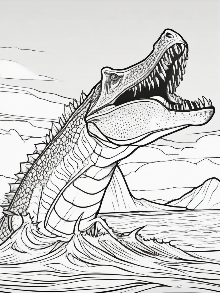 Spinosaurus Coloring Pages - Sail Backed Predator  black outline printable coloring page