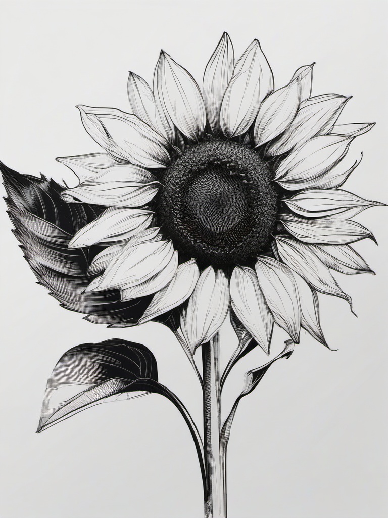 sketch of a sunflower  minimal rough sketch scribbles,doodles,black and white