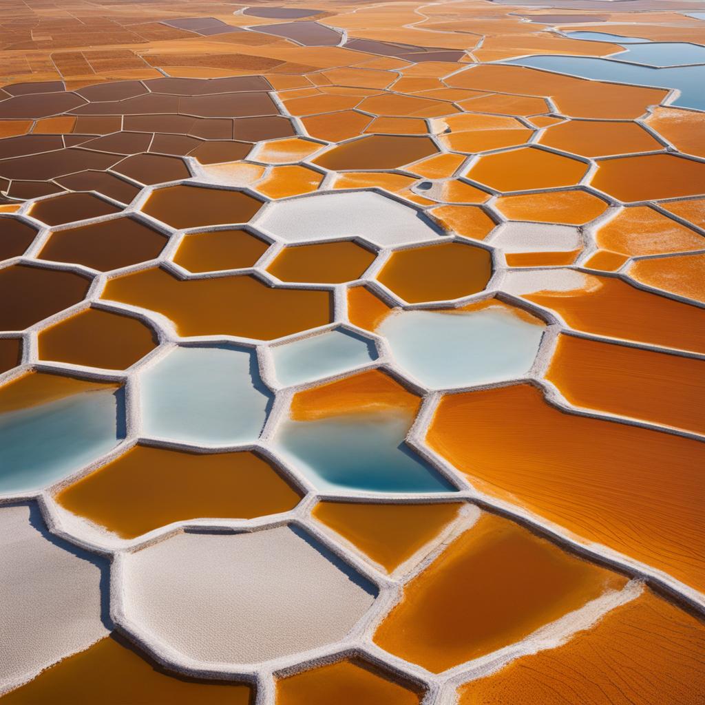 sicilian salt flats - create an artwork that showcases the unique beauty of sicilian salt flats, where salt pans create geometric patterns. 