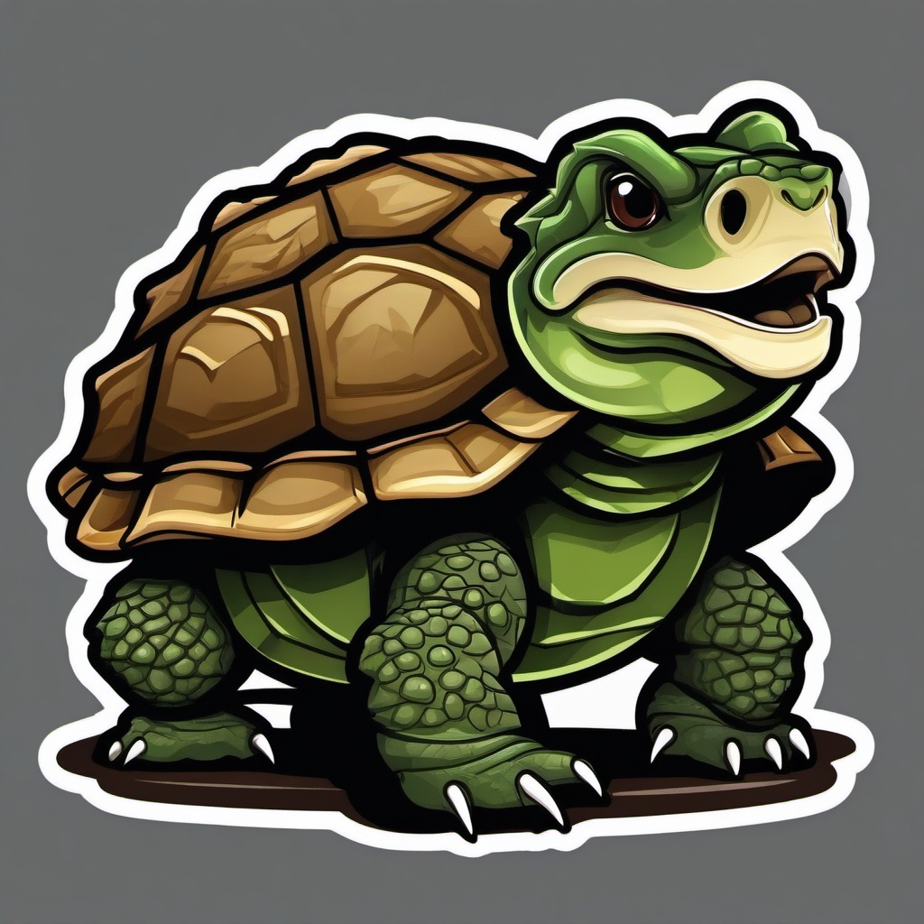 Alligator Snapping Turtle cartoon - big turtle with a spiky shell  cartoon sticker style