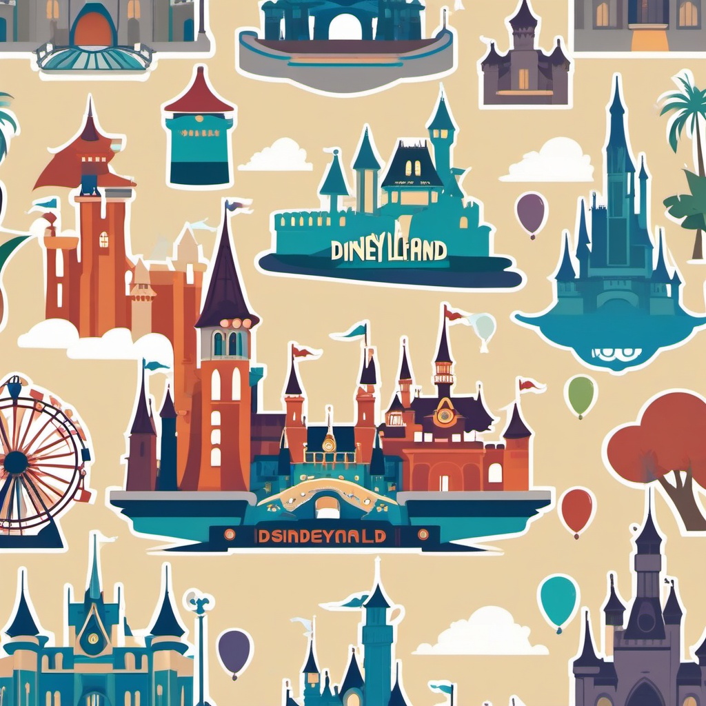 Disneyland sticker- Famous theme park in Anaheim, California, , sticker vector art, minimalist design