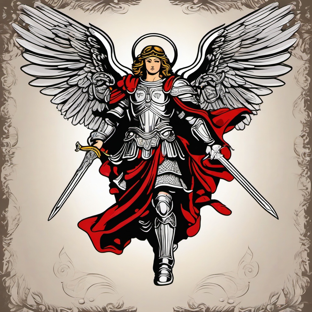 saint michael the archangel tattoo  simple vector color tattoo