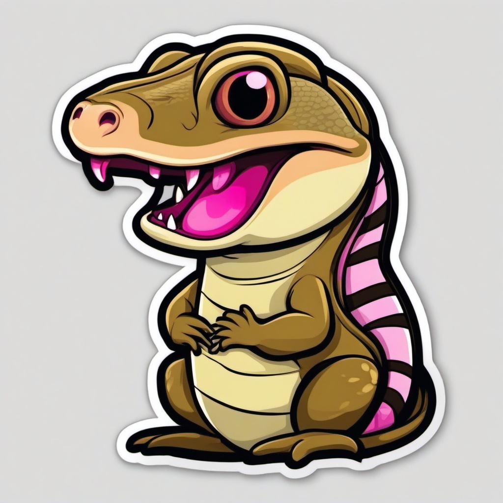 Pink-Tongued Skink cartoon - lizard with a pink tongue and banded tail  cartoon sticker style