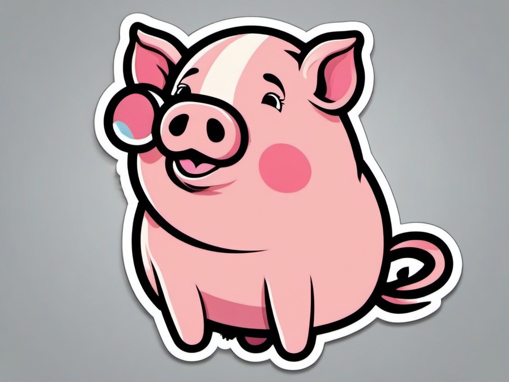 Adorable Piggy sticker- Oink-tastic Joy, , color sticker vector art