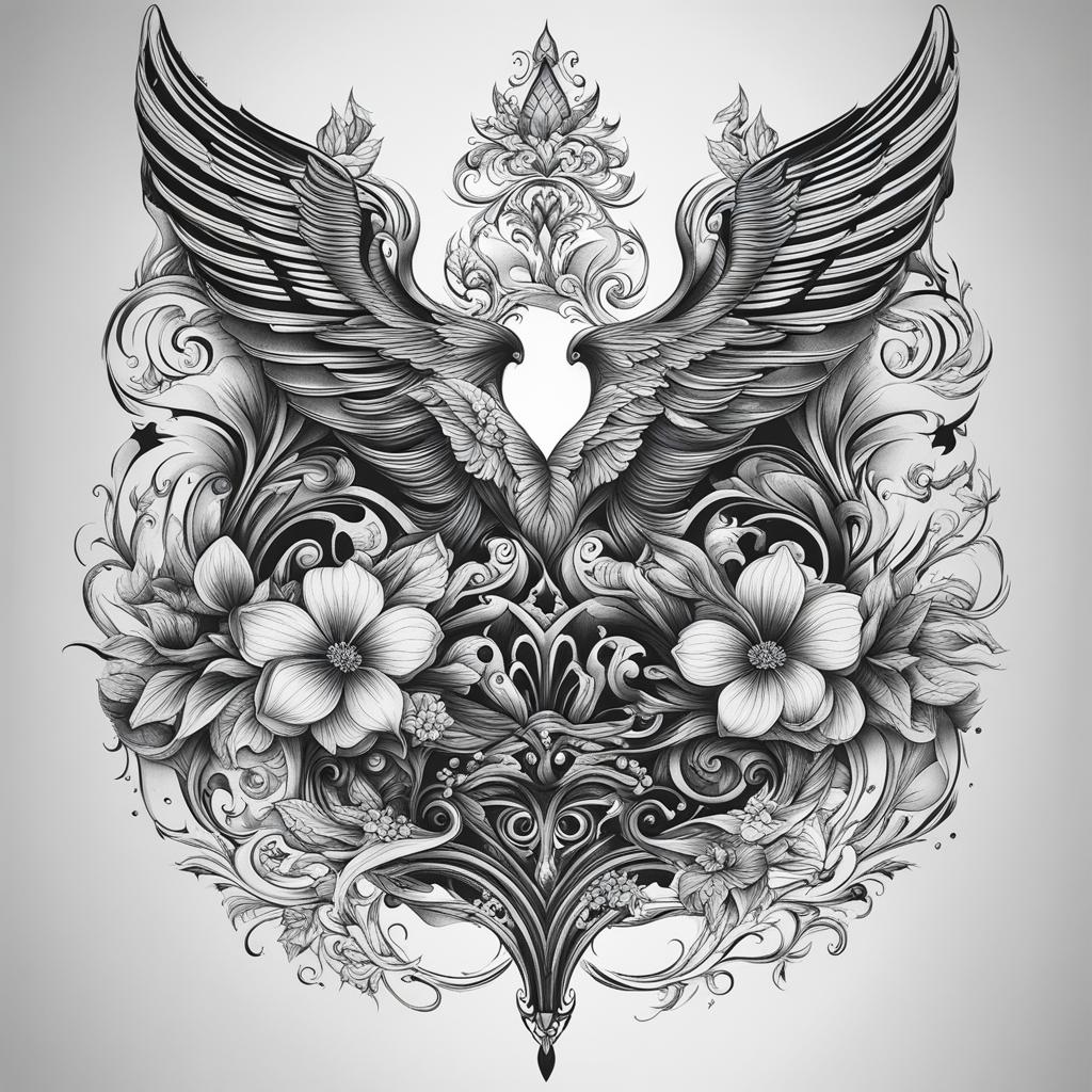 rib tattoos black and white design 